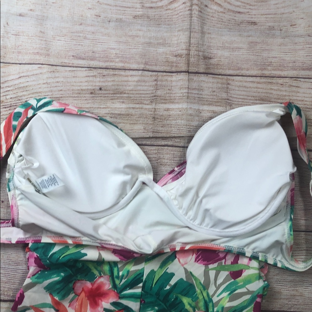 Contours by Coco‎ Reef Tropical Floral Ruched One-Piece in Pink & Green - Picture 11 of 11